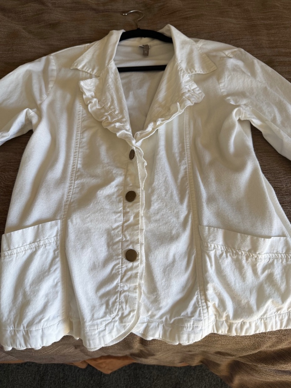white XL (juniors) 96%cotton 4% spandex jacket